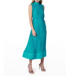 MILLY NWT Melina Pleated Mock-Neck Dress